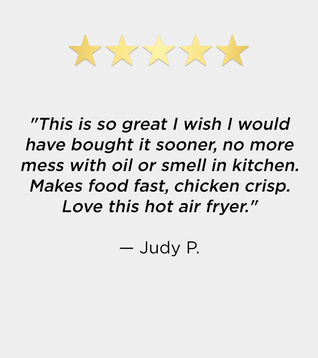 airfryer review: I wish I would have bought this sooner. Makes food fast, chicken crisp, love this hot air fryer
