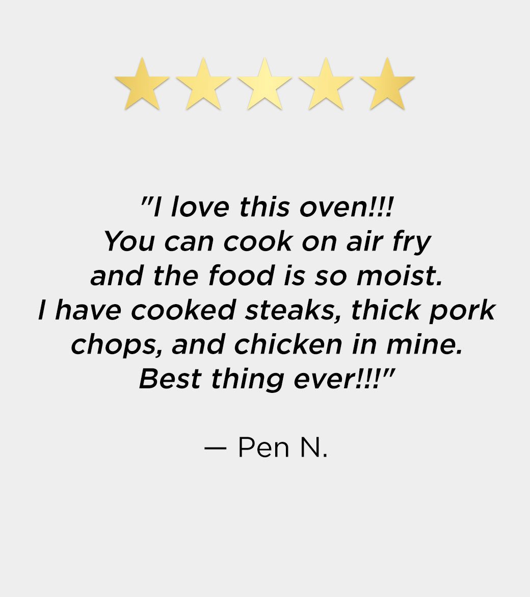 review: love this air fryer oven. you can cook on air fry, I have cooked steaks, pork chops, and chicken in mine. best air fryer ever